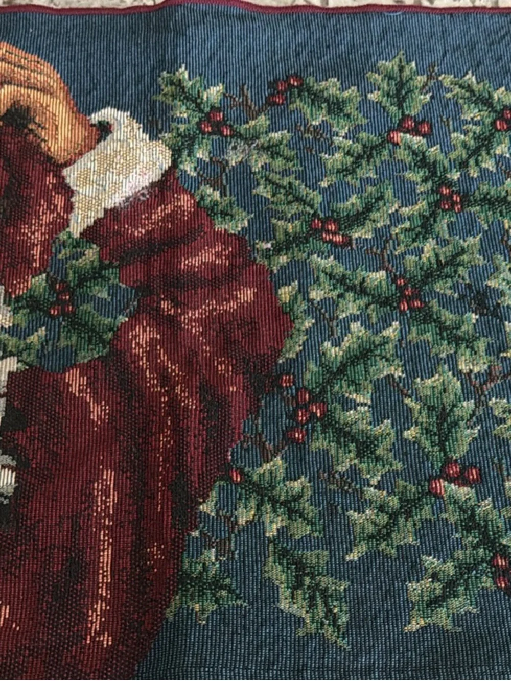 Classic Santa Tapestry Wall Art - Red and White 6 foot table runner